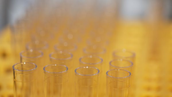 Tubs in Rack for sampling