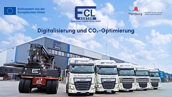 LKWs von ECL stehen nebeneinander als Projektbild: Digitalisierung und CO2-Optimierung
