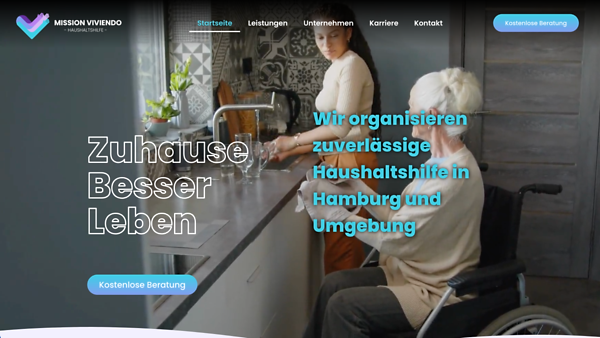 Bildschirmfoto der Webseite von Mission Viviendo: Zuhause Besser Leben